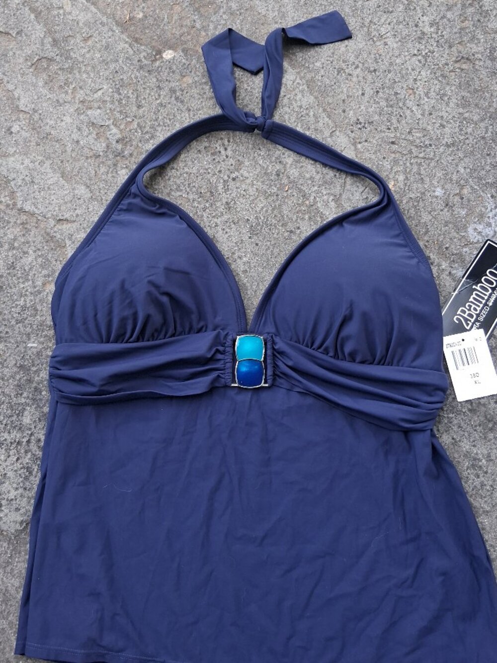 2bamboo Tankini Top 38D Cup XL Extra Large D Cup Navy Blue - Picture 5 of 5